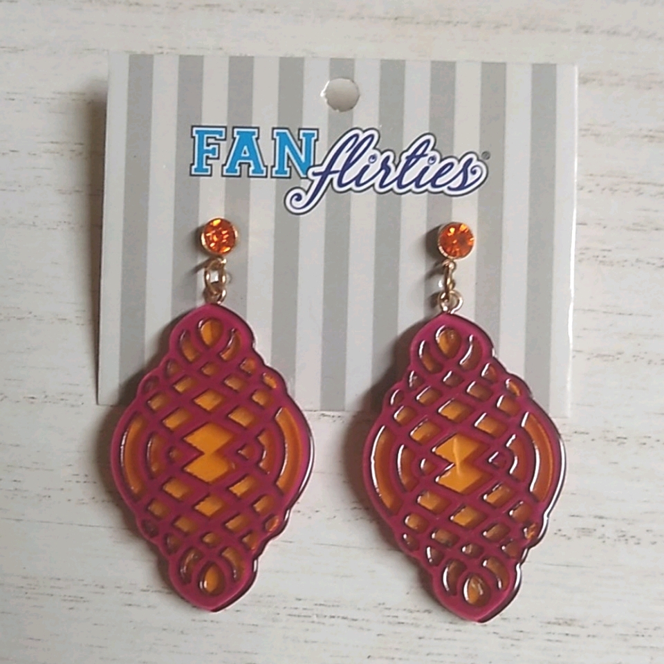 3 For $15 Maroon & Orange Bling Stud Dangles
